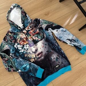 Floral Graphic Hoodie - Blue